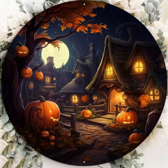 Other - 1pc 8x8inch Aluminum Sign, Fall Gnome Pumpkin Wreath Sign